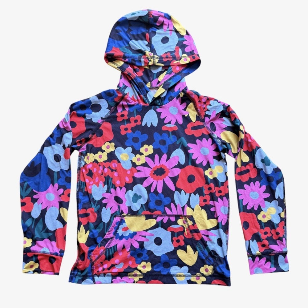 Hanna Andersson Active‎ MadeForSun Bright Floral Flowers Printed Hoodie Size 10
